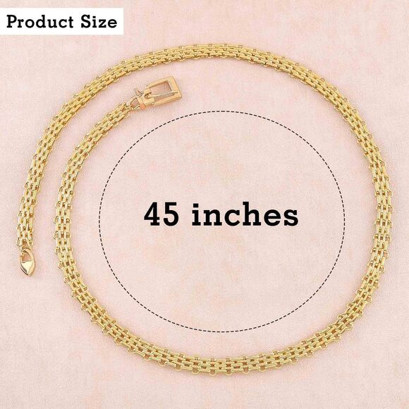 Women Belt Chain Gold Braided Chain Metal Belt Fashion Waist Accessory 1849 - Picture 5 of 7